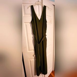 V-neck Jumpsuit, Olive Green